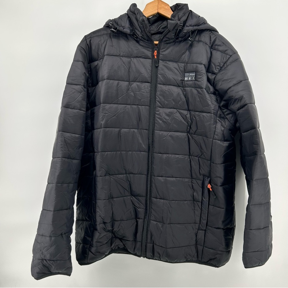 JS Lifestyle Men's Sz L Black Lightweight Heated Puffer Jacket With Battery‎